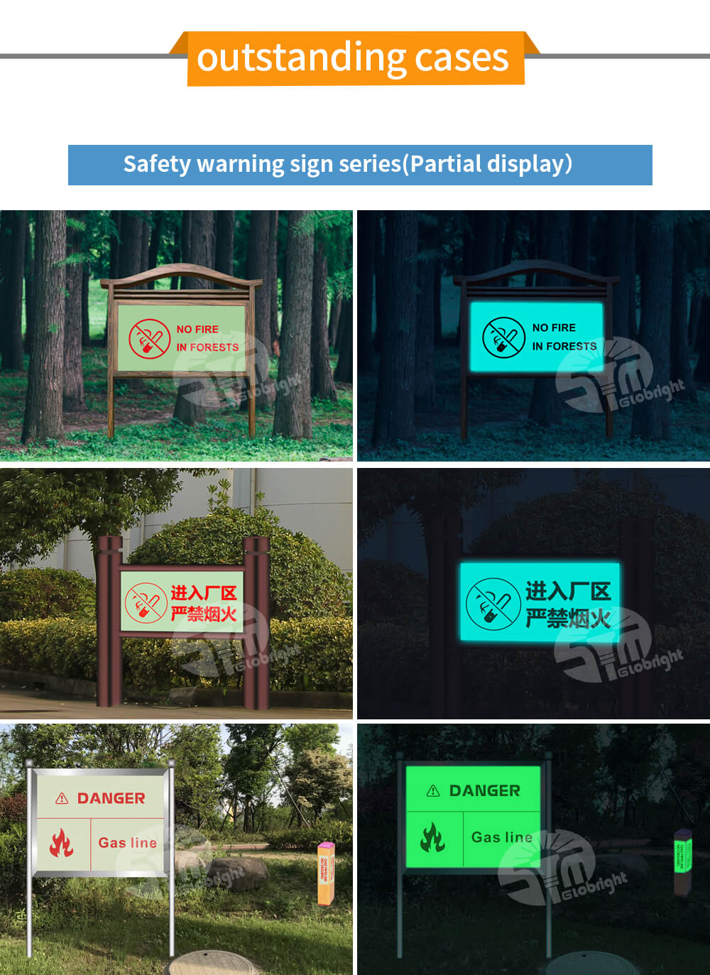 Factory Warning Sign, Luminous at Night, High-risk Place Warn