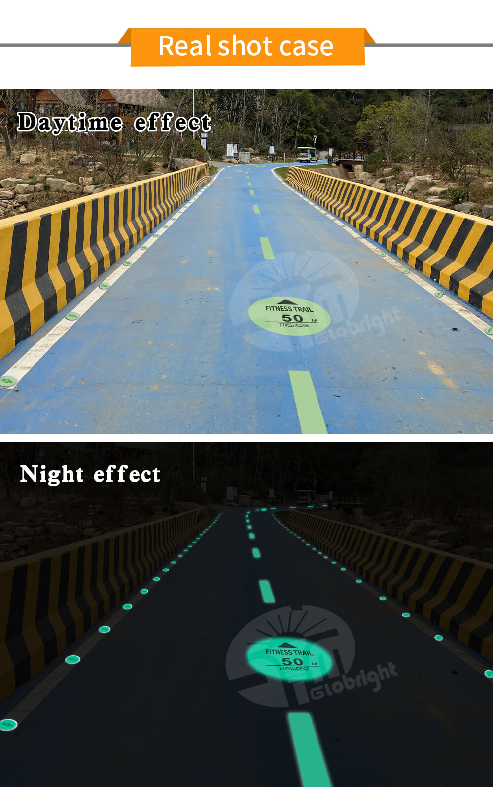 Tourism Footpath Sign, Landscaping Product, Inorganic Self-luminous Material，glow in The Dark， Energy-saving Low-carbon Material